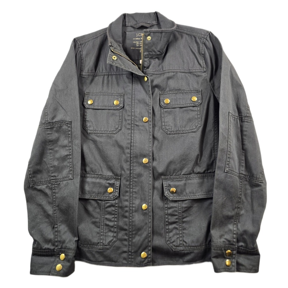 J.Crew Field Jacket Womens Medium Green Cotton Utility Relaxed Boyfriend